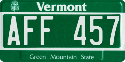 VT license plate AFF457