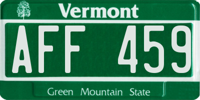 VT license plate AFF459