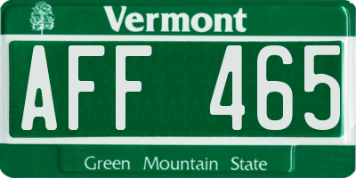 VT license plate AFF465