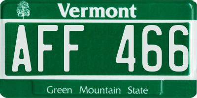 VT license plate AFF466