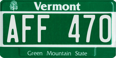 VT license plate AFF470