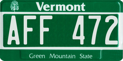 VT license plate AFF472