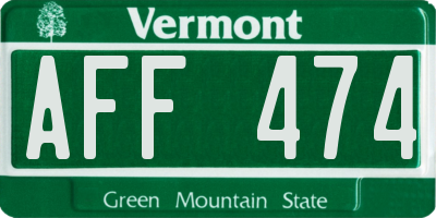VT license plate AFF474