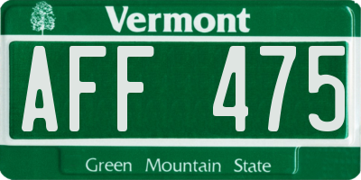 VT license plate AFF475
