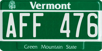 VT license plate AFF476