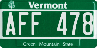 VT license plate AFF478