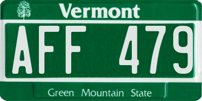 VT license plate AFF479