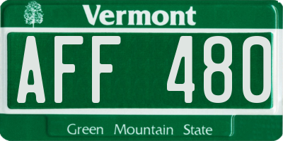 VT license plate AFF480