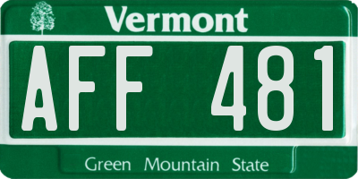 VT license plate AFF481