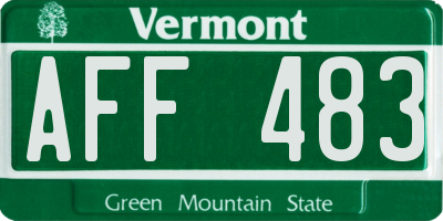 VT license plate AFF483