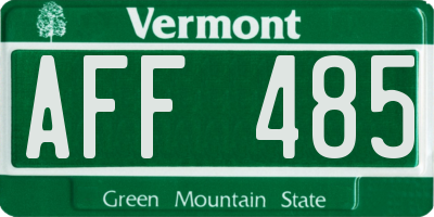 VT license plate AFF485