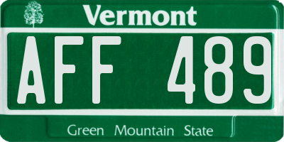 VT license plate AFF489