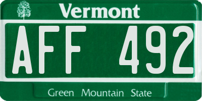 VT license plate AFF492