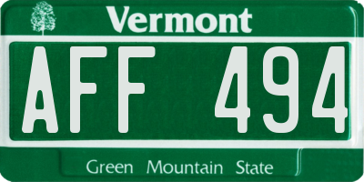 VT license plate AFF494