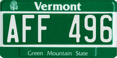 VT license plate AFF496