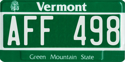 VT license plate AFF498