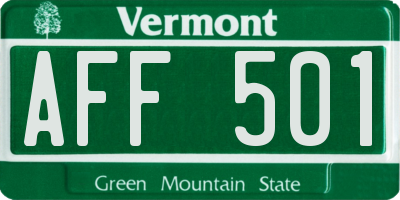 VT license plate AFF501