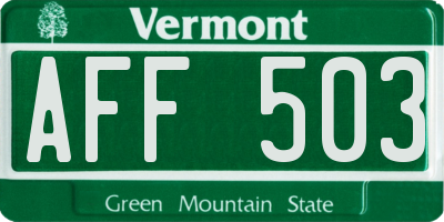 VT license plate AFF503