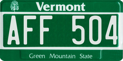 VT license plate AFF504