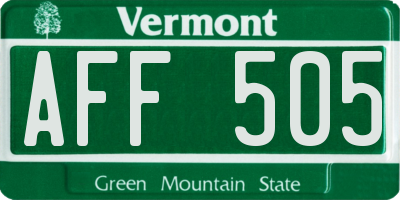 VT license plate AFF505