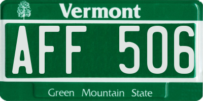 VT license plate AFF506