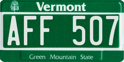 VT license plate AFF507