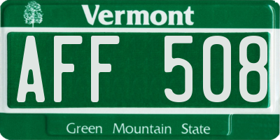 VT license plate AFF508