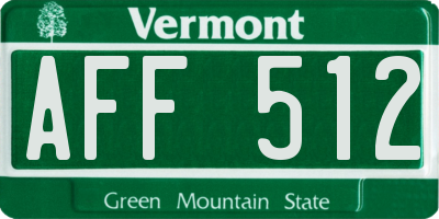 VT license plate AFF512