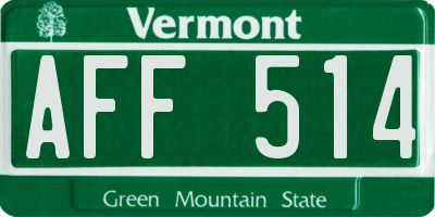VT license plate AFF514