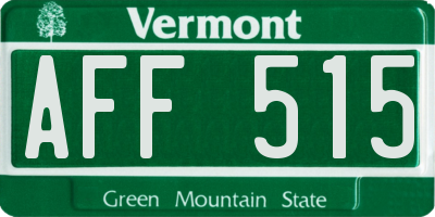 VT license plate AFF515