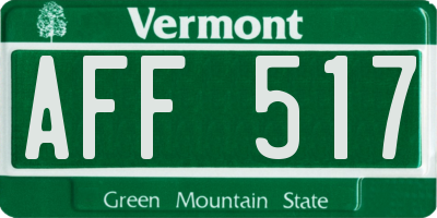 VT license plate AFF517