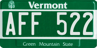 VT license plate AFF522