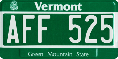 VT license plate AFF525