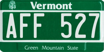 VT license plate AFF527