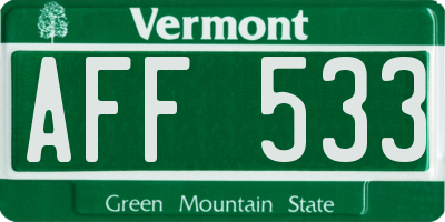 VT license plate AFF533
