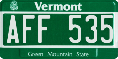 VT license plate AFF535