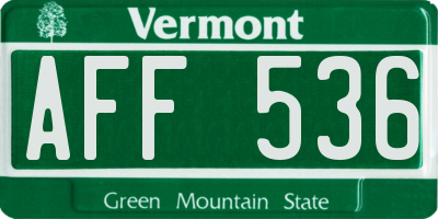 VT license plate AFF536
