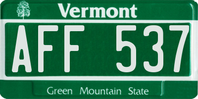 VT license plate AFF537