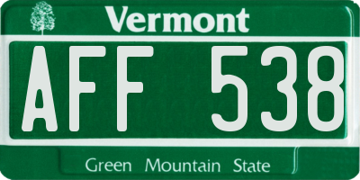 VT license plate AFF538