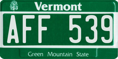 VT license plate AFF539
