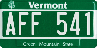 VT license plate AFF541