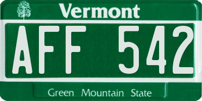 VT license plate AFF542