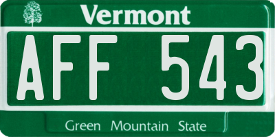 VT license plate AFF543