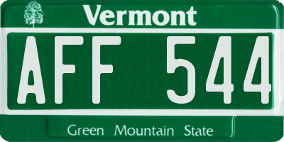 VT license plate AFF544