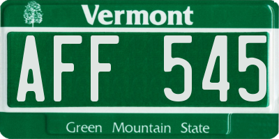 VT license plate AFF545