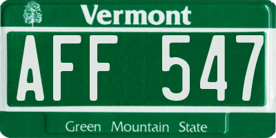 VT license plate AFF547