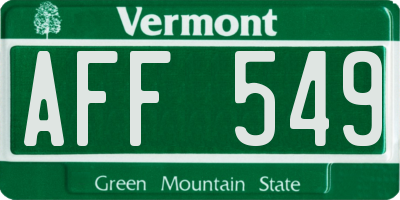 VT license plate AFF549