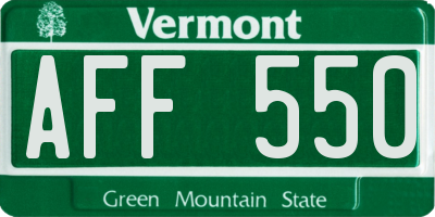 VT license plate AFF550