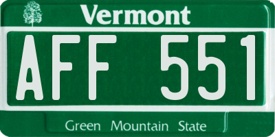 VT license plate AFF551