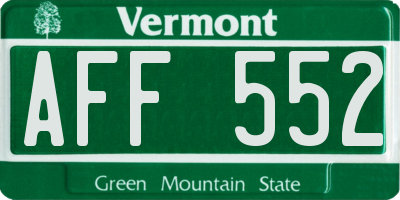 VT license plate AFF552